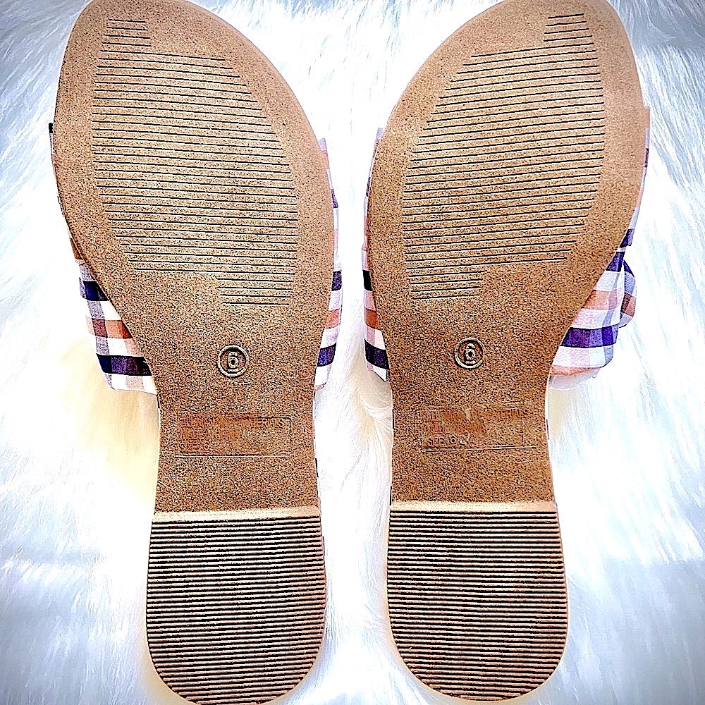 ✌🏼 #244 Cute Double Bow Gingham Plaid Sandals - Picture 7 of 14
